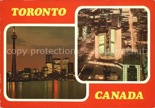 AK / Ansichtskarte Toronto Canada Tower CN at night Air view City Hall Kat. Ontario