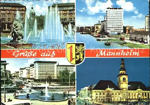 AK / Ansichtskarte Mannheim Fontaene Hochhaus Brunnen Schloss Kat. Mannheim