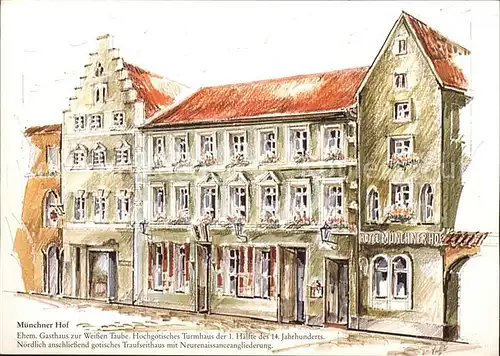 AK / Ansichtskarte Regensburg Hotel Muenchner Hof Zeichnung Peter Loeffler  Kat. Regensburg