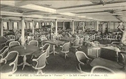 AK / Ansichtskarte Le Havre Le Transatlantique la "Provence" Salle a manger de 1re classe Bateau Kat. Le Havre
