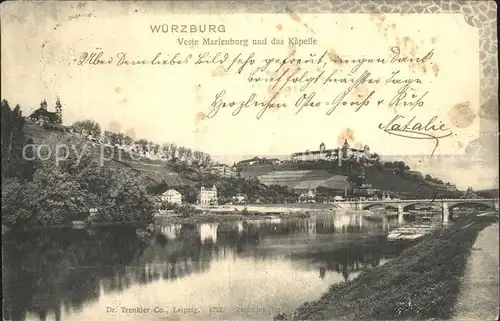 AK / Ansichtskarte Wuerzburg Veste Marienburg Kaeppele Uferweg Main Bruecke Kat. Wuerzburg