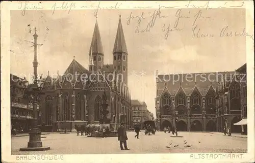 AK / Ansichtskarte Braunschweig Altstadtmarkt Brunnen Kirche Kat. Braunschweig