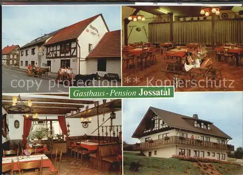AK / Ansichtskarte Breitenbach Bad Hersfeld Gasthaus Pension Jossatal Pferdekutschen Speisesaal Gastraeume
