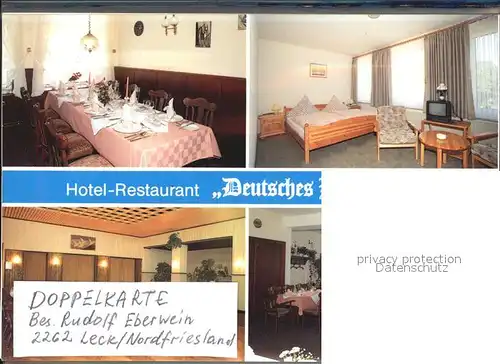 AK / Ansichtskarte Leck Hotel Restaurant Deutsches Haus Festtafel Gaestezimmer Gastraum Kat. Leck