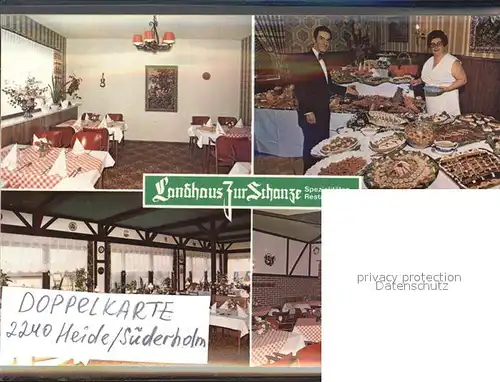 AK / Ansichtskarte Heide Holstein Landhaus Zur Schanze Gastraeume Halle Buffet Spezialitaeten Restaurant Kat. Heide