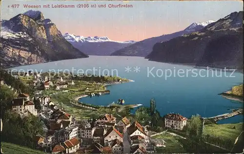 AK / Ansichtskarte Weesen Walensee mit Leistkamm und Churfirsten