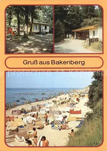 AK / Ansichtskarte Dranske Bakenberg Bungalows Wartehaeuschen Strand