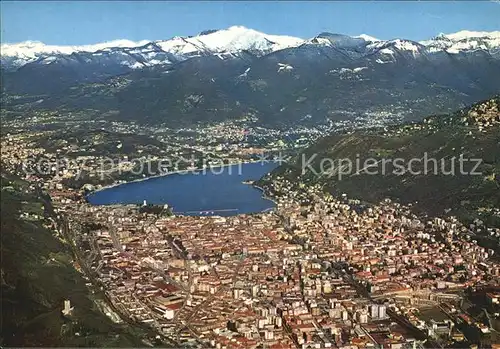 AK / Ansichtskarte Como Lombardia Panorama dall aereo con vista del primo bacino Kat. Como
