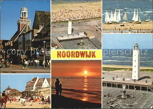 AK / Ansichtskarte Noordwijk aan Zee  Strassenpartie Strand Reiten Leuchtturm Sonnenuntergang Segeln Kat. Noordwijk