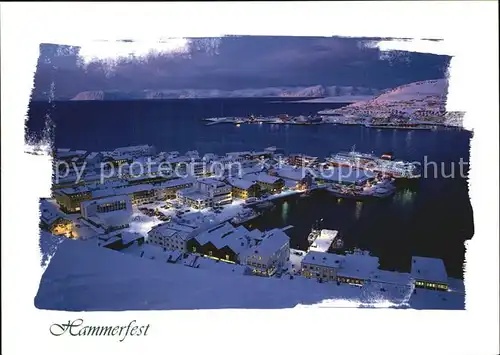 AK / Ansichtskarte Hammerfest Blick ueber den Hafen Nachtaufnahme Kat. Hammerfest