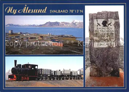 AK / Ansichtskarte Alesund Panorama Dampflokomotive Denkmal Amundsen Dietrichson
