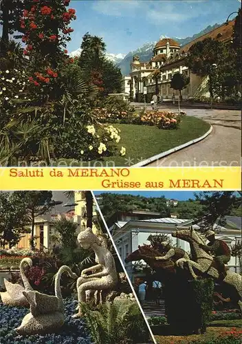 AK / Ansichtskarte Meran Merano Kurpromenade Skulpturen