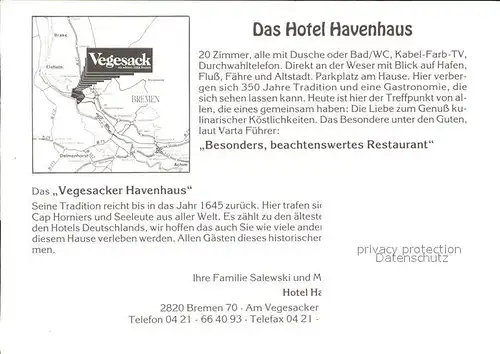 AK / Ansichtskarte Vegesack Hotel Havenhaus Kat. Bremen