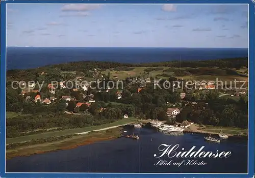 AK / Ansichtskarte Kloster Hiddensee Luftaufnahme Hafen Faehrschiff Kat. Insel Hiddensee