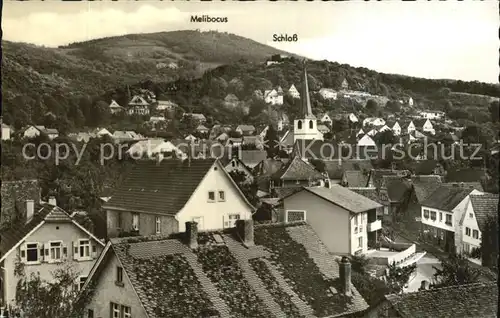 AK / Ansichtskarte Alsbach Bergstrasse Ortsansicht mit Kirche Schloss Melibocus Kat. Alsbach Haehnlein