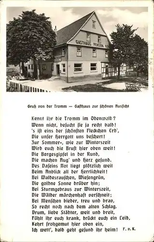 AK / Ansichtskarte Waldmichelbach Gasthaus zur schoenen Aussicht Gruss von der Tromm Gedicht Kat. Wald Michelbach