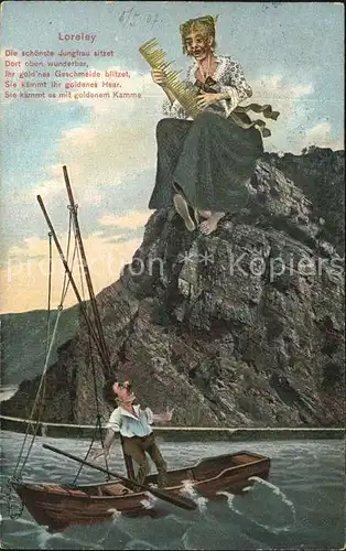 AK / Ansichtskarte Loreley Lorelei Blick vom Rhein zum Felsen Sage Kat. Sankt Goarshausen