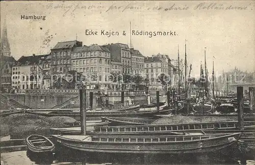AK / Ansichtskarte Hamburg Ecke Kajen und Roedingsmarkt Boote Alster Kat. Hamburg