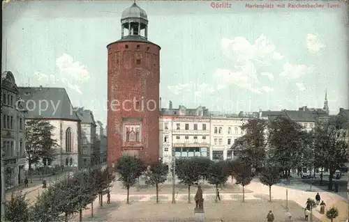 AK / Ansichtskarte Goerlitz Sachsen Marienplatz mit Reichenbacher Turm Kat. Goerlitz