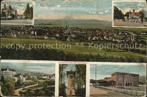 AK / Ansichtskarte Northeim Panorama Tor Marktplatz Brunnen Gymnasium Aussichtsturm Bahnhof Kat. Northeim