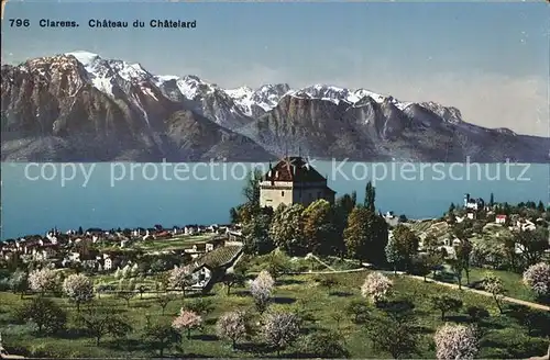 AK / Ansichtskarte Clarens Montreux Chateau du Chatelard Lac Leman Alpes Genfersee Alpen Baumbluete Kat. Montreux
