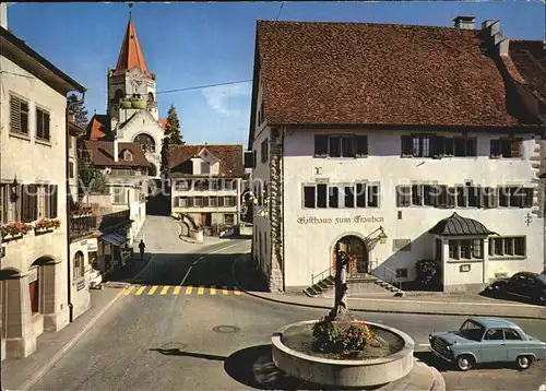 AK / Ansichtskarte Weinfelden Gasthaus zum Trauben Brunnen Hauptstrasse Kirche Kat. Weinfelden