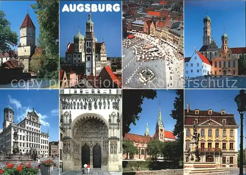 AK / Ansichtskarte Augsburg Jakobertor Perlachturm Rathaus St Ulrich Dom Suedportal Schezler Palais Herkulesbrunnen Kat. Augsburg
