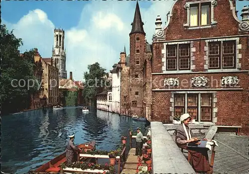 AK / Ansichtskarte Bruegge West Vlaanderen Rosenkranzkais Glockenturm Kat. Bruges