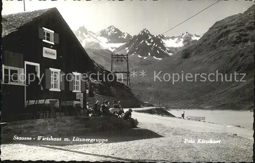 AK / Ansichtskarte Vermuntstausee Alpenwirtschaft Wirtshaus mit Litznergruppe Silvretta Kat. Oesterreich