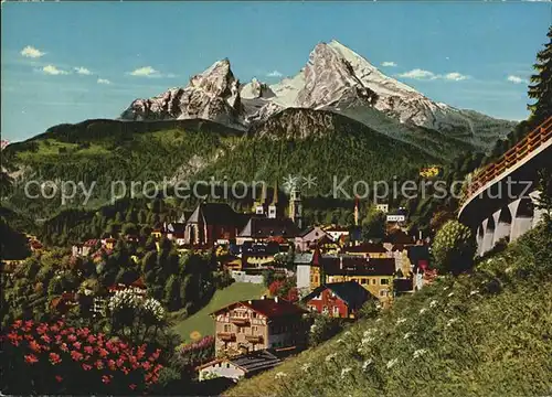 AK / Ansichtskarte Berchtesgaden Ortsansicht mit Watzmann Berchtesgadener Alpen Kat. Berchtesgaden