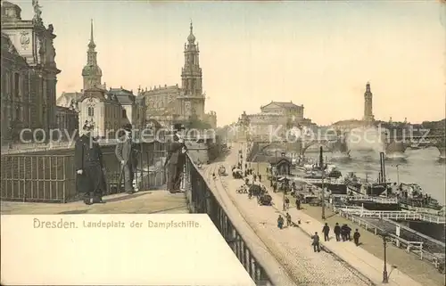 AK / Ansichtskarte Dresden Landeplatz Dampfschiffe Elbe  Kat. Dresden Elbe