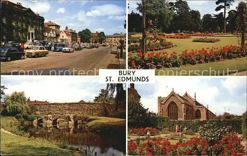 AK / Ansichtskarte Bury St Edmunds Angel Hill Abbey Gardens Abbot s Bridge Cathedral of St James