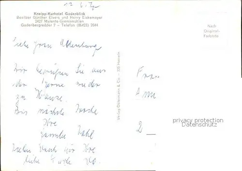 AK / Ansichtskarte Malente Gremsmuehlen Kneipp Kurhotel Godenblick Kat. Malente