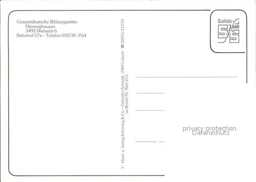 AK / Ansichtskarte Nieheim Gesamtdeutsche Bildungsstaette Himminghausen Kat. Nieheim