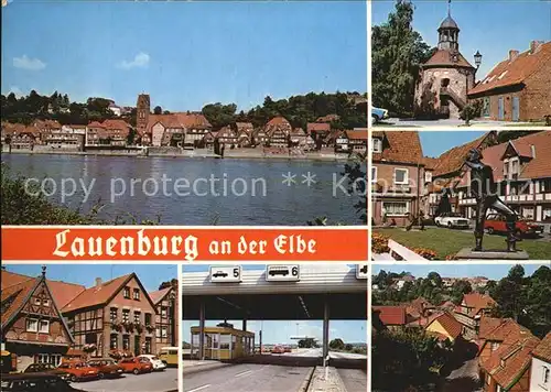 AK / Ansichtskarte Lauenburg Elbe Panorama Schlossturm Statue Zoll Teilansicht Kat. Lauenburg  Elbe