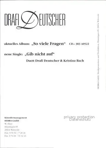 AK / Ansichtskarte Saenger Band Drafi Deutscher Autogramm  Kat. Musik