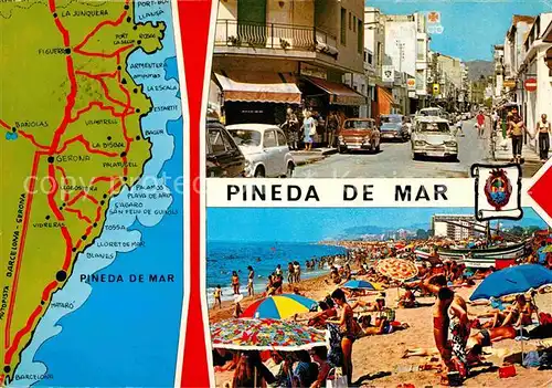 AK / Ansichtskarte Pineda de Mar Lageplan Strassenpartie Strand Kat. Spanien