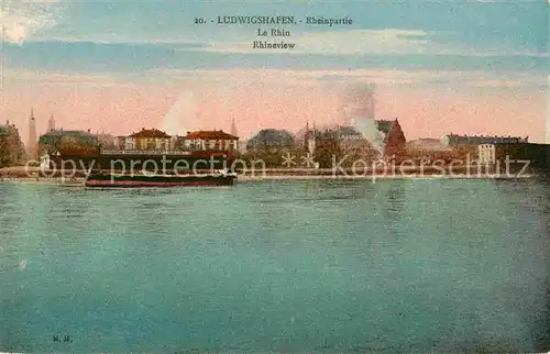 AK / Ansichtskarte Ludwigshafen Rhein Rheinpartie Binnenschiff Kat. Ludwigshafen am Rhein
