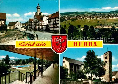AK / Ansichtskarte Bebra Hauptstrasse Freibad Kirche Panorama Kat. Bebra