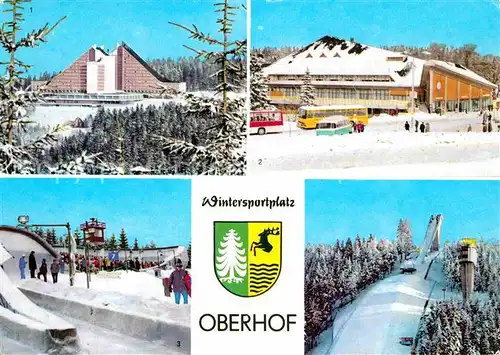 AK / Ansichtskarte Oberhof Thueringen Interhotel Panorama Gaststaette Oberer Hof Rennschlittenbahn Schanze Rennsteig Wintersportplatz Kat. Oberhof Thueringen