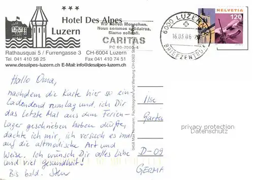 AK / Ansichtskarte Luzern LU Hotel des Alpes am Vierwaldstaettersee Kat. Luzern