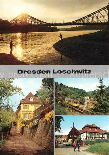 AK / Ansichtskarte Loschwitz Dresden Blaues Wunder Koernerhaus Standseilbahn Faehrhaus Kat. Dresden