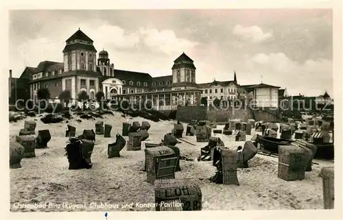 AK / Ansichtskarte Binz Ruegen Strand Kurhaus Clubhaus Konzertpavillon Kat. Binz