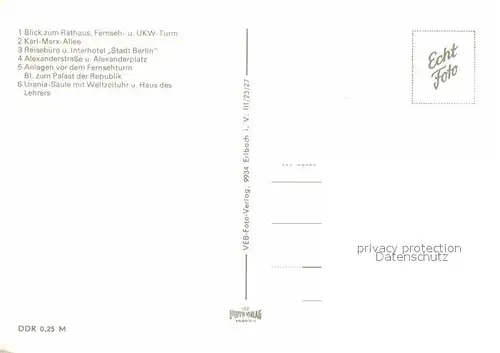 AK / Ansichtskarte Berlin Rathaus Fernsehturm Karl Marx Allee Reisebuero Interhotel Alexanderplatz Palast der Republik Uraniasaeule Weltzeituhr Haus des Lehrers Kat. Berlin