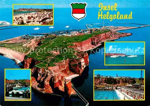 AK / Ansichtskarte Insel Helgoland Nordseebad Fliegeraufnahme Kueste Strand Schwimmbad Kat. Helgoland