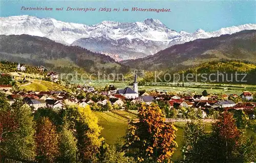 AK / Ansichtskarte Partenkirchen mit Dreitorspitze im Wettersteingebiet Kat. Garmisch Partenkirchen