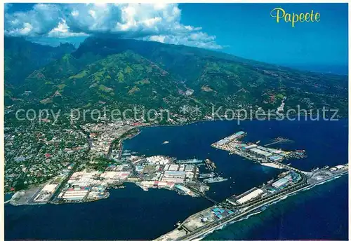 AK / Ansichtskarte Papeete Port Montagnes vue aerienne Kat. Papeete