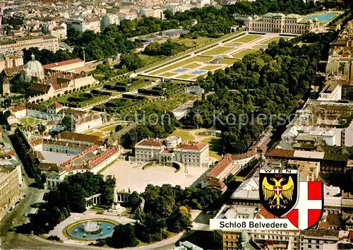 AK / Ansichtskarte Wien Schloss Belvedere mit Palais Schwarzenberg Fliegeraufnahme Kat. Wien