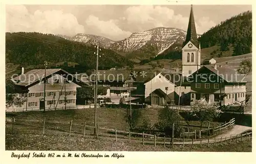 AK / Ansichtskarte Steibis Ortsansicht Bergdorf mit Kirche Hochgrat Allgaeuer Alpen Kat. Oberstaufen