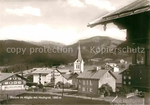 AK / Ansichtskarte Steibis Ortsansicht mit Kirche mit Hochgrat Allgaeuer Alpen Kat. Oberstaufen